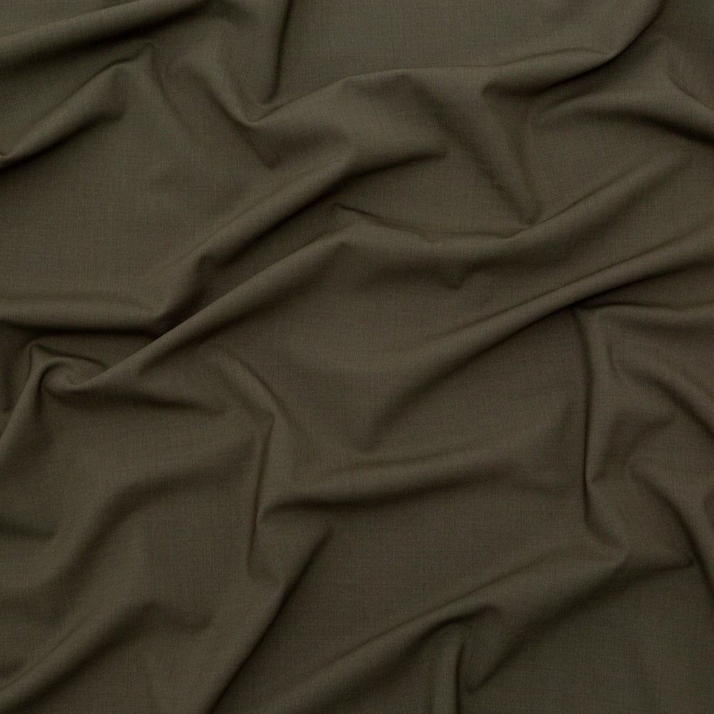 Italian Olive Night Stretch Wool Suiting Italian Olive Night Stretch Wool Suiting