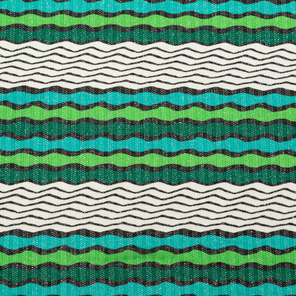 Turquoise, Jade and Lime Wavy Striped Sweater Knit Turquoise, Jade and Lime Wavy Striped Sweater Knit