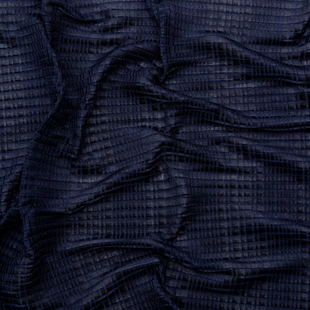 Navy Stretch Polyester Pleated Knit Navy Stretch Polyester Pleated Knit