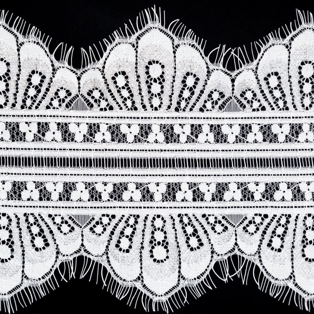 European White Chantilly Eyelash Lace Trim - 7.25" Detail European White Chantilly Eyelash Lace Trim - 7.25" Detail