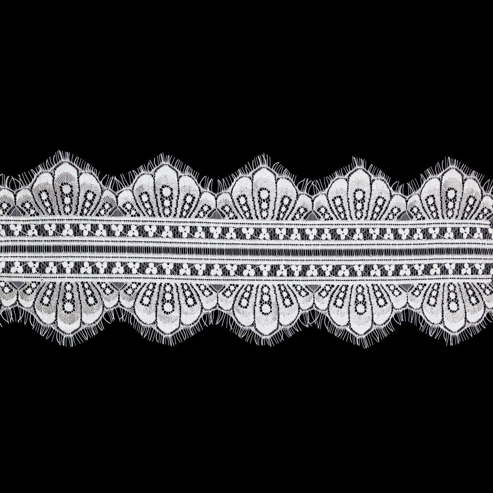 European White Chantilly Eyelash Lace Trim - 7.25" European White Chantilly Eyelash Lace Trim - 7.25"