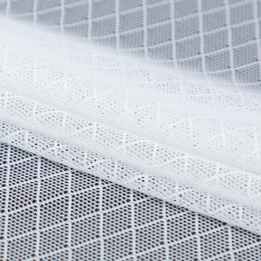 White Stretch Diamond Mesh Folded White Stretch Diamond Mesh Folded