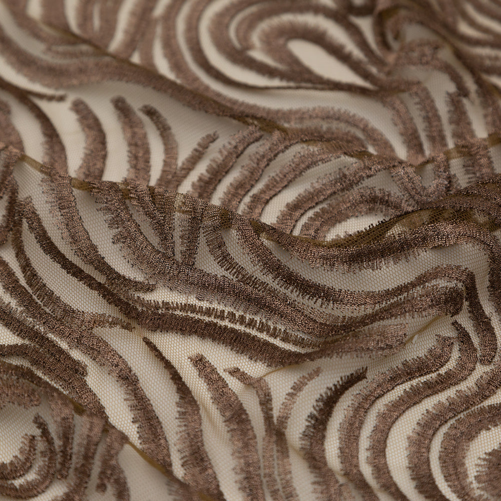 Abstract Embroidered Tulle - Metallic Copper Detail Abstract Embroidered Tulle - Metallic Copper Detail