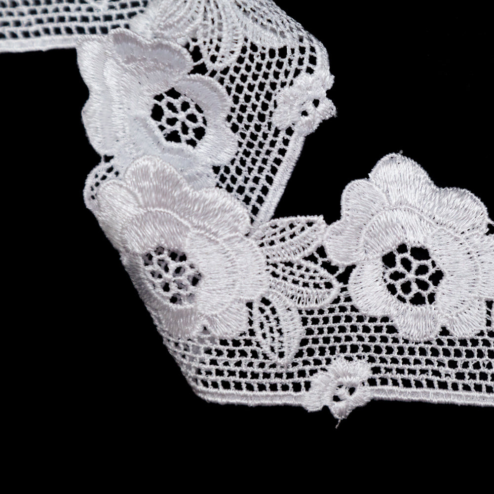 European White Floral Venise Lace Trim - 2.25" Detail European White Floral Venise Lace Trim - 2.25" Detail