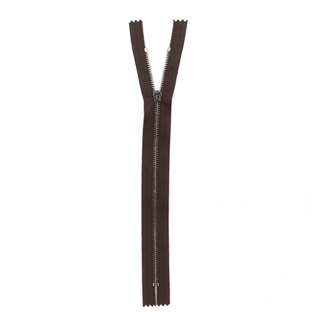 Mood Exclusive Italian Brown and Gunmetal T3 Closed End Metal Zipper - 9" Full Mood Exclusive Italian Brown and Gunmetal T3 Closed End Metal Zipper - 9" Full