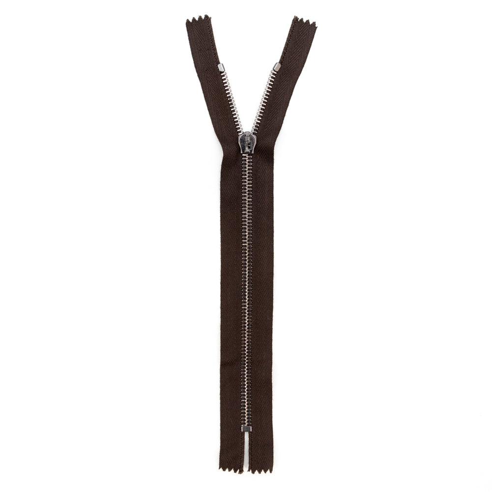 Mood Exclusive Italian Brown and Gunmetal T5 Closed End Metal Zipper - 9" Full Mood Exclusive Italian Brown and Gunmetal T5 Closed End Metal Zipper - 9" Full