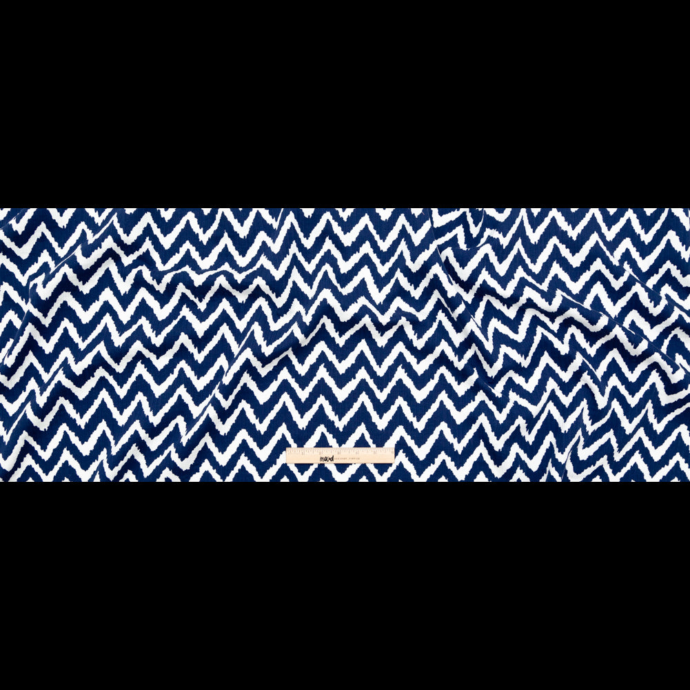 Milly Navy and White Zig Zag Printed Cotton Dobby Full Milly Navy and White Zig Zag Printed Cotton Dobby Full