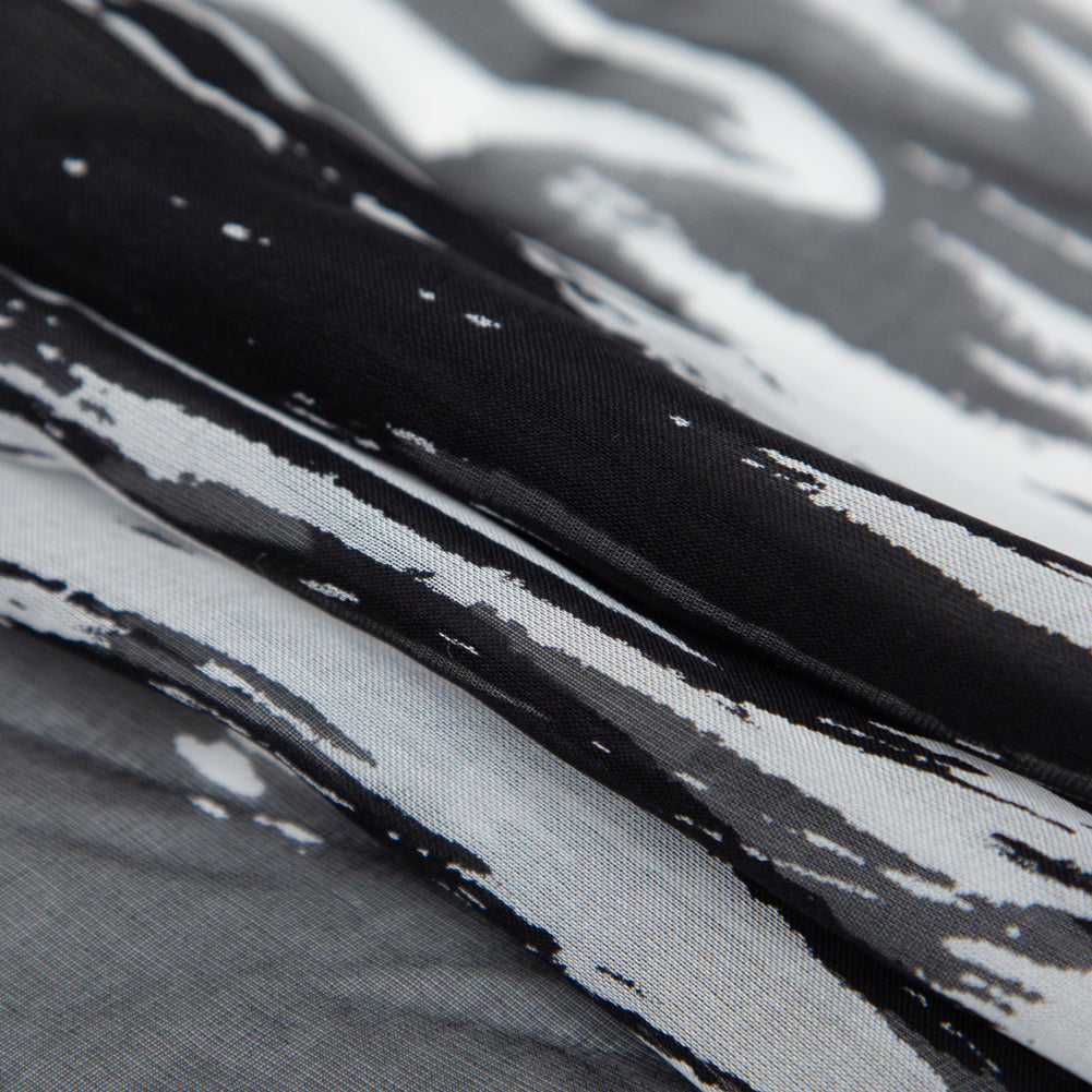 Black and White Abstract Silk Chiffon Folded Black and White Abstract Silk Chiffon Folded