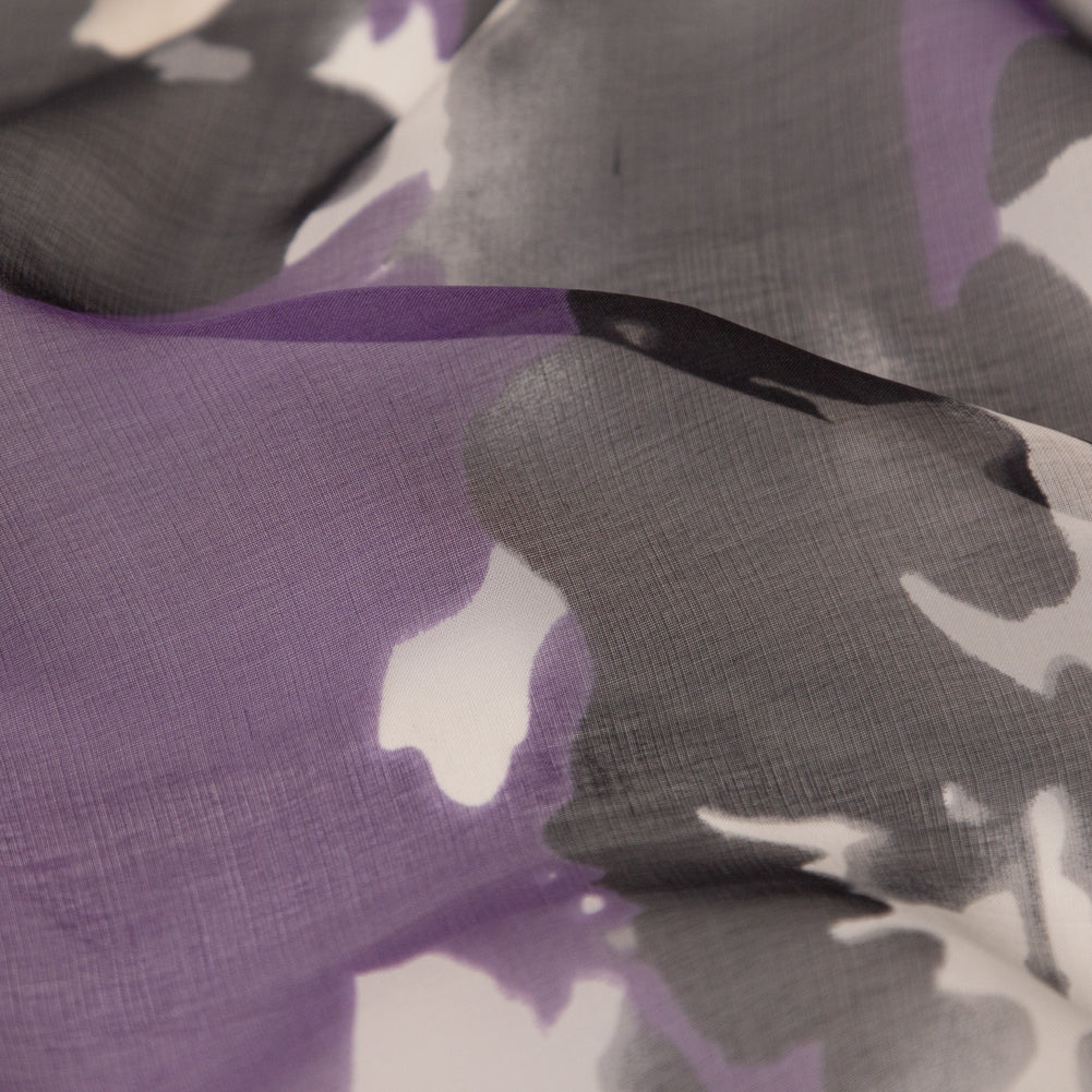 Purple and Gray Abstract Silk Chiffon Detail Purple and Gray Abstract Silk Chiffon Detail