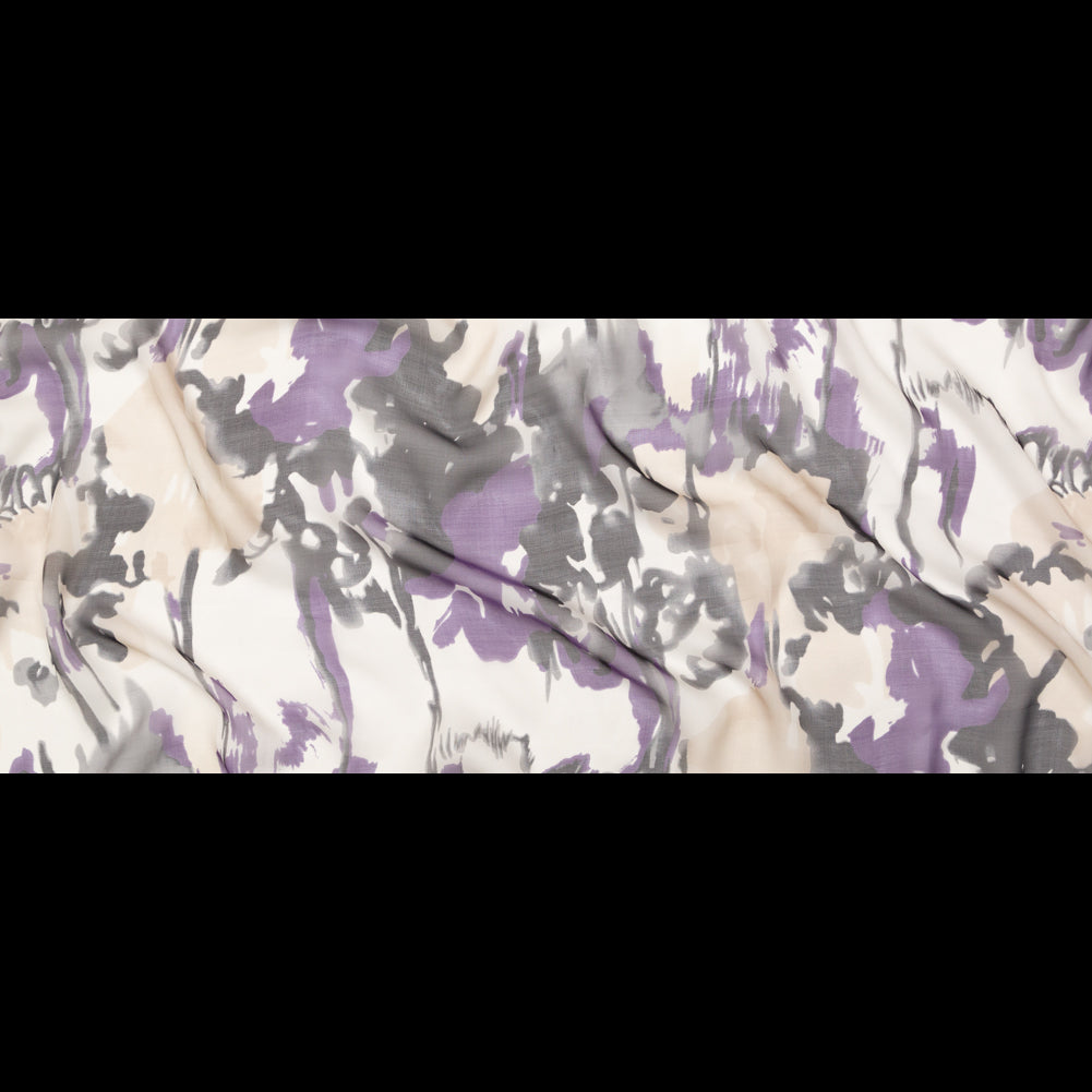 Purple and Gray Abstract Silk Chiffon Full Purple and Gray Abstract Silk Chiffon Full