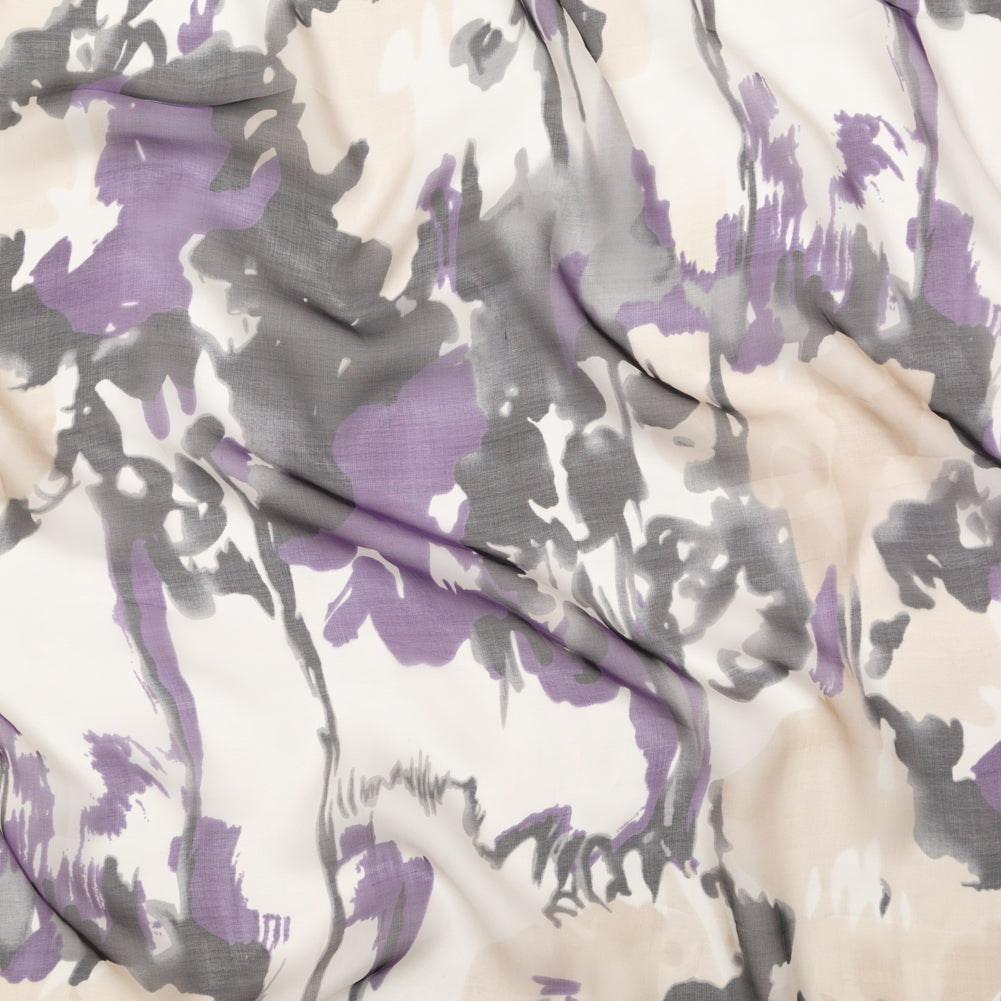 Purple and Gray Abstract Silk Chiffon Purple and Gray Abstract Silk Chiffon