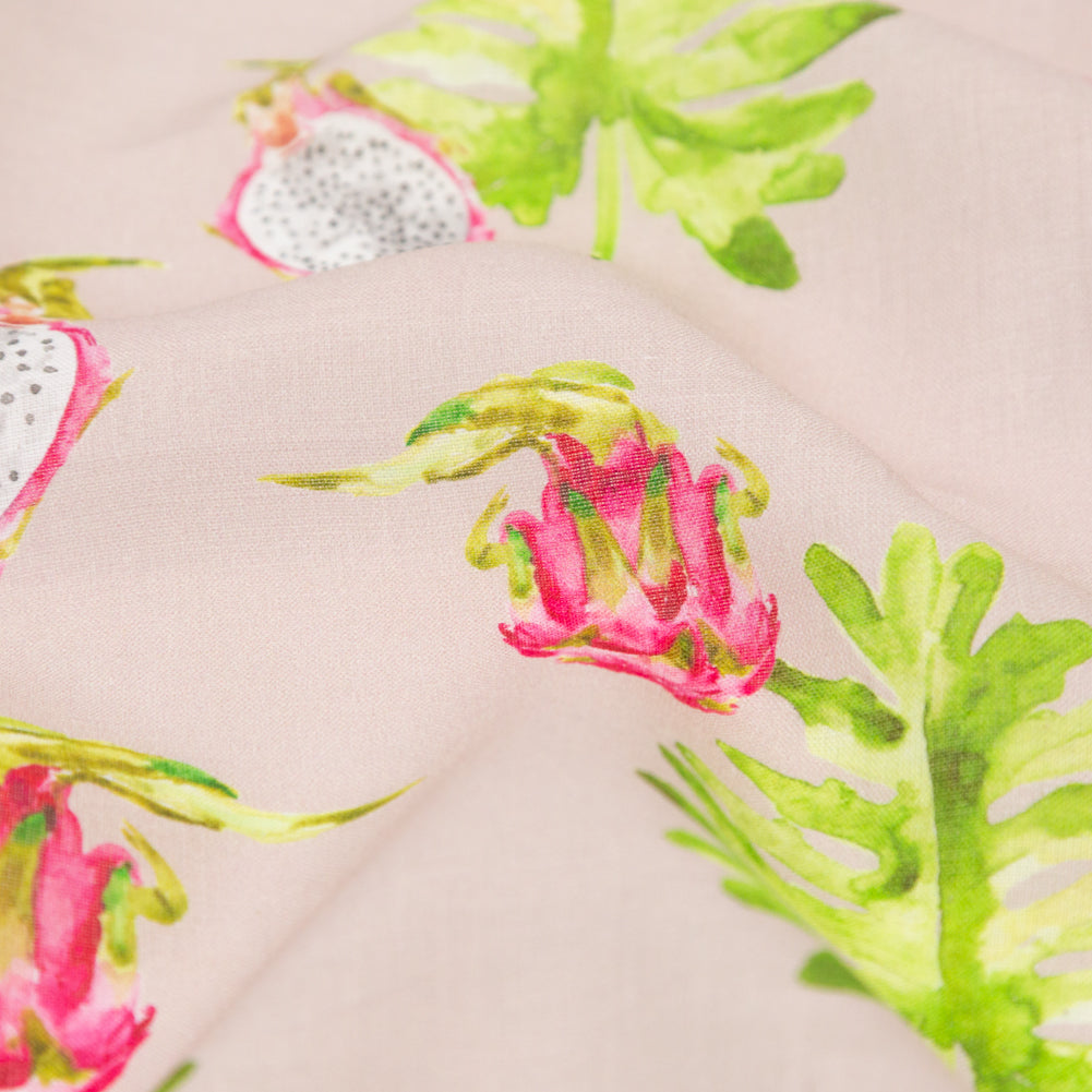 Dragon Fruit on Mauve Printed Linen Woven Detail Dragon Fruit on Mauve Printed Linen Woven Detail