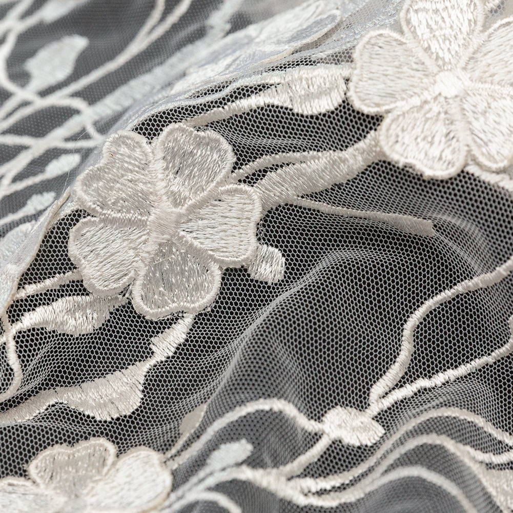 3D Embroidered Lace - White Floral Full 3D Embroidered Lace - White Floral Full