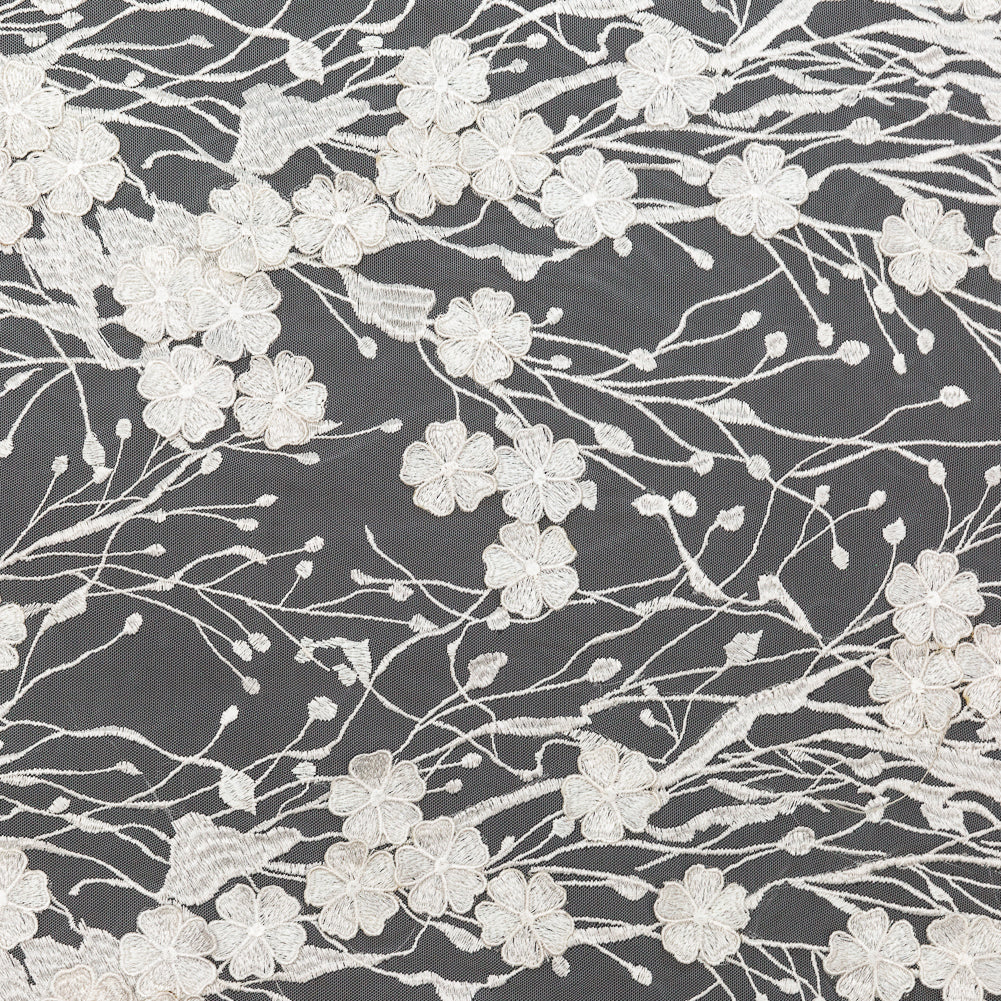 3D Embroidered Lace - White Floral 3D Embroidered Lace - White Floral
