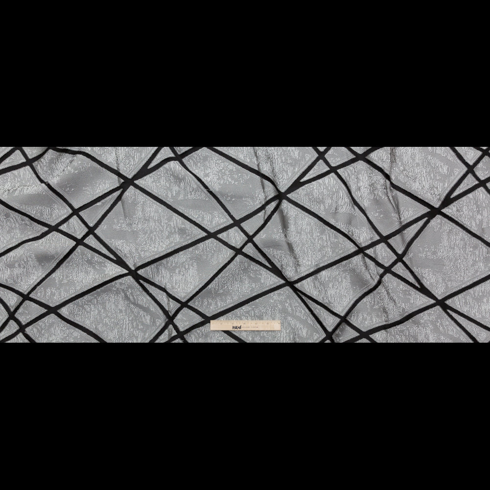 Silver and White Geometric Burnout Jacquard Full Silver and White Geometric Burnout Jacquard Full