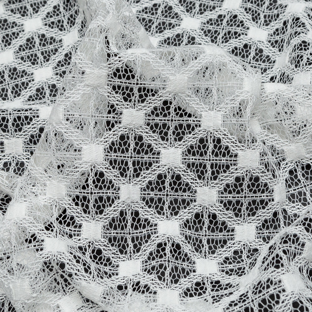 Milly White Diamond Polyester Lace Detail Milly White Diamond Polyester Lace Detail