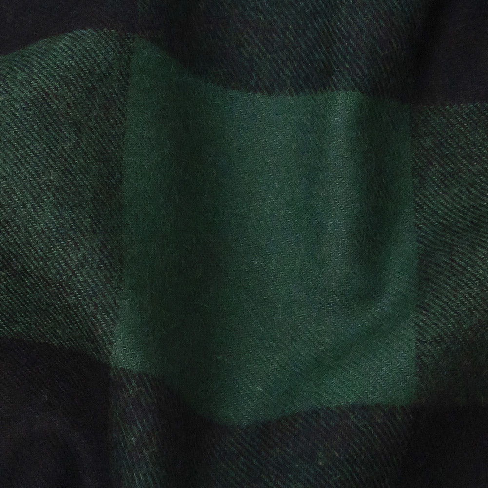 Buffalo Check Cotton Flannel - Black and Green - Seco Collection Full Buffalo Check Cotton Flannel - Black and Green - Seco Collection Full