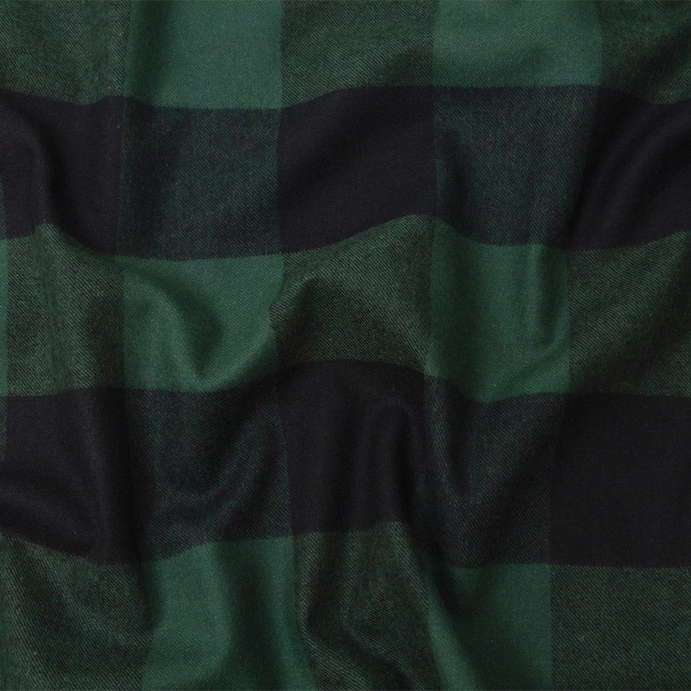 Buffalo Check Cotton Flannel - Black and Green - Seco Collection Buffalo Check Cotton Flannel - Black and Green - Seco Collection