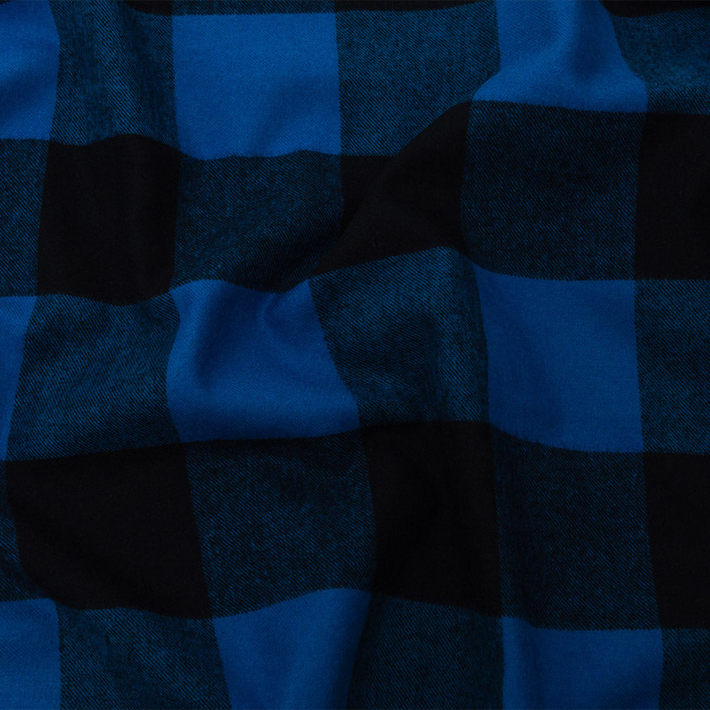Buffalo Check Cotton Flannel - Black and Blue - Seco Collection Buffalo Check Cotton Flannel - Black and Blue - Seco Collection