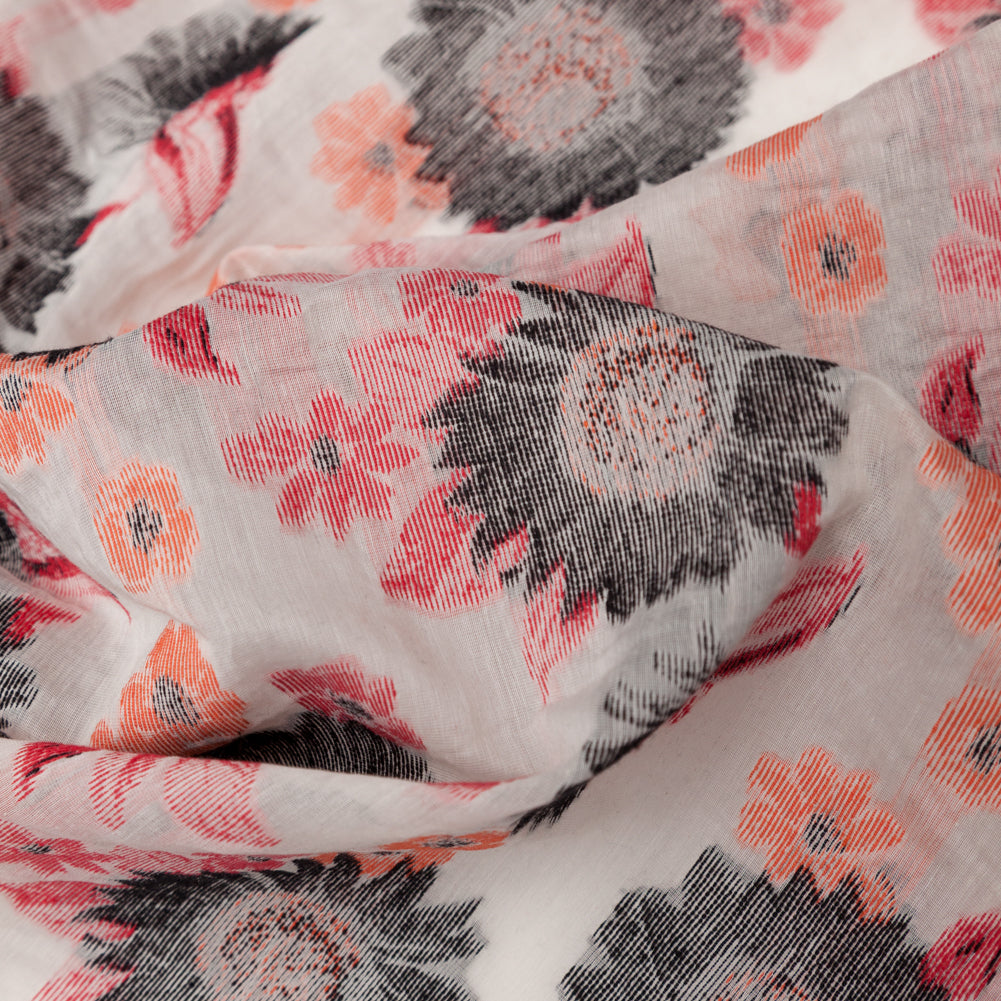 Famous NYC Designer Firecracker and Poinsettia Sunflowers Blended Cotton Brocade Detail Famous NYC Designer Firecracker and Poinsettia Sunflowers Blended Cotton Brocade Detail