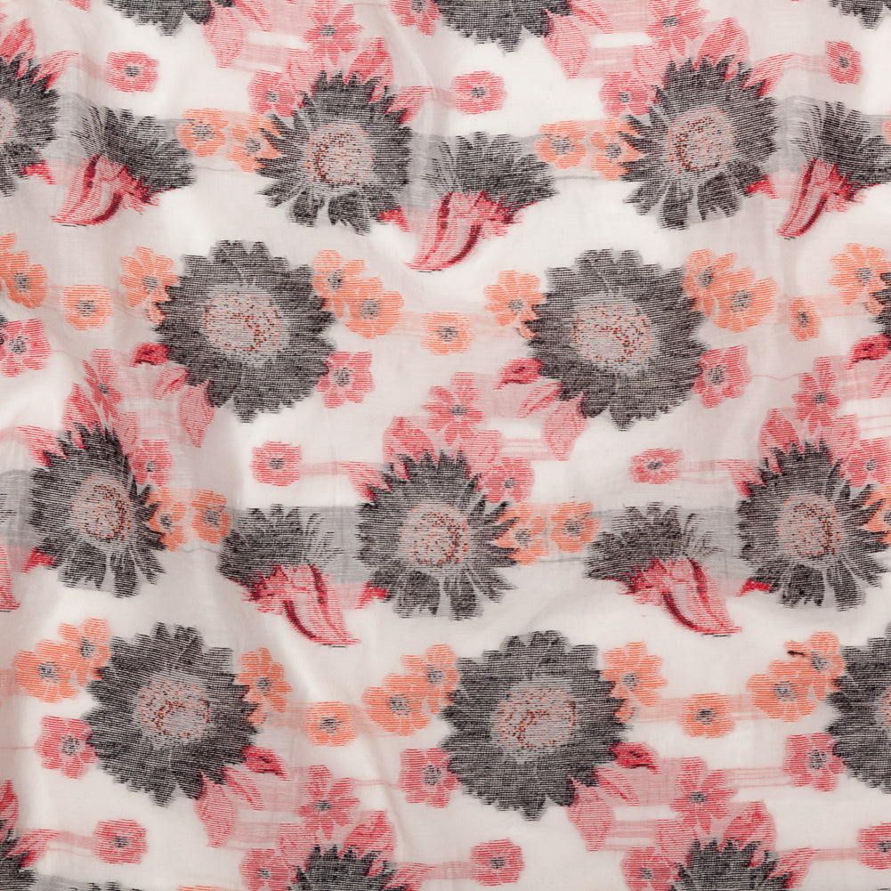 Famous NYC Designer Firecracker and Poinsettia Sunflowers Blended Cotton Brocade Famous NYC Designer Firecracker and Poinsettia Sunflowers Blended Cotton Brocade