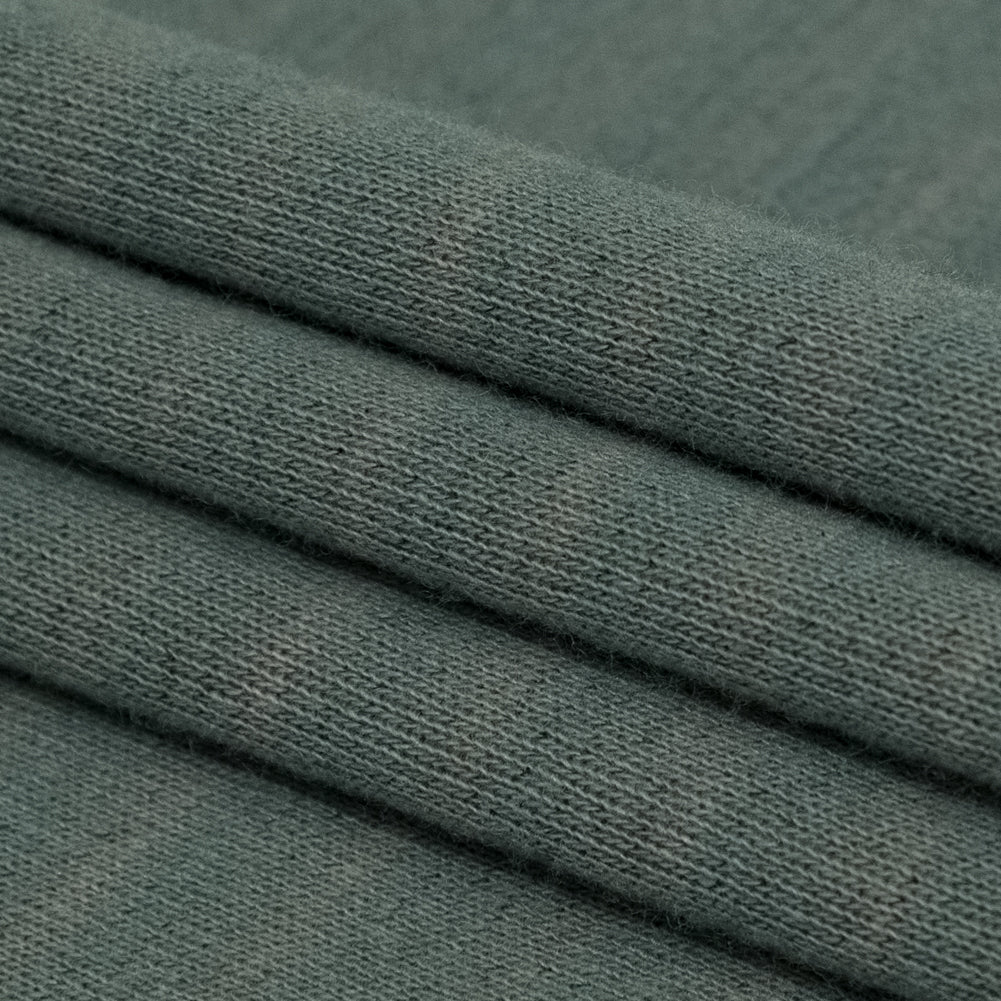 Italian Striped Sea Spray, Castor Gray and Adobe Rose Reversible Wool Double Knit Folded Italian Striped Sea Spray, Castor Gray and Adobe Rose Reversible Wool Double Knit Folded