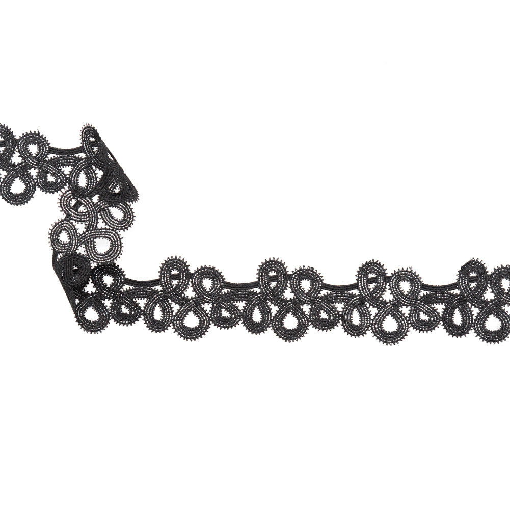 Italian Black Spiked Swirls Venise Lace Trim - 2" Italian Black Spiked Swirls Venise Lace Trim - 2"