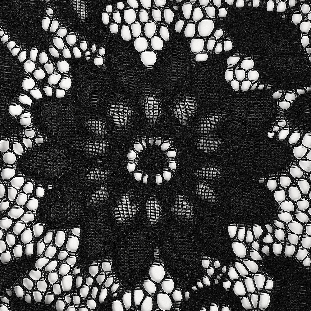 Re-Embroidered Stretch Lace - Black Sunflowers - McKee Collection Folded Re-Embroidered Stretch Lace - Black Sunflowers - McKee Collection Folded
