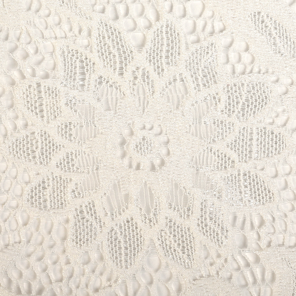Re-Embroidered Stretch Lace - White Sunflowers - McKee Collection Folded Re-Embroidered Stretch Lace - White Sunflowers - McKee Collection Folded