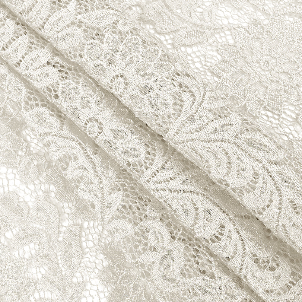 Re-Embroidered Stretch Lace - White Sunflowers - McKee Collection Full Re-Embroidered Stretch Lace - White Sunflowers - McKee Collection Full