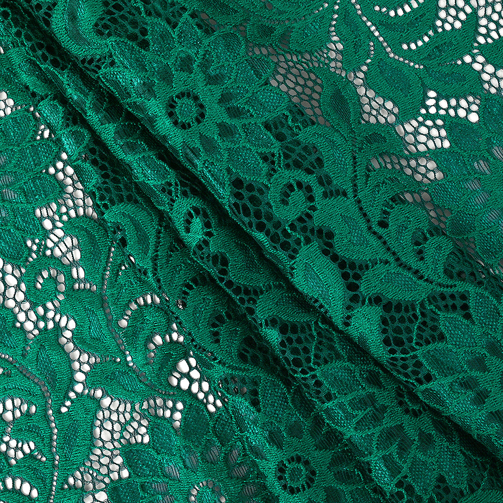 Re-Embroidered Stretch Lace - Emerald Sunflowers - McKee Collection Full Re-Embroidered Stretch Lace - Emerald Sunflowers - McKee Collection Full