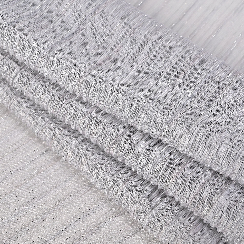 Metallic Stretch Plisse - Silver - Natalia Collection Full Metallic Stretch Plisse - Silver - Natalia Collection Full