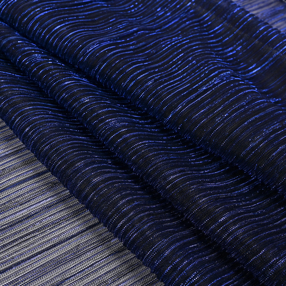 Metallic Stretch Plisse - Magnetic Blue - Natalia Collection Full Metallic Stretch Plisse - Magnetic Blue - Natalia Collection Full