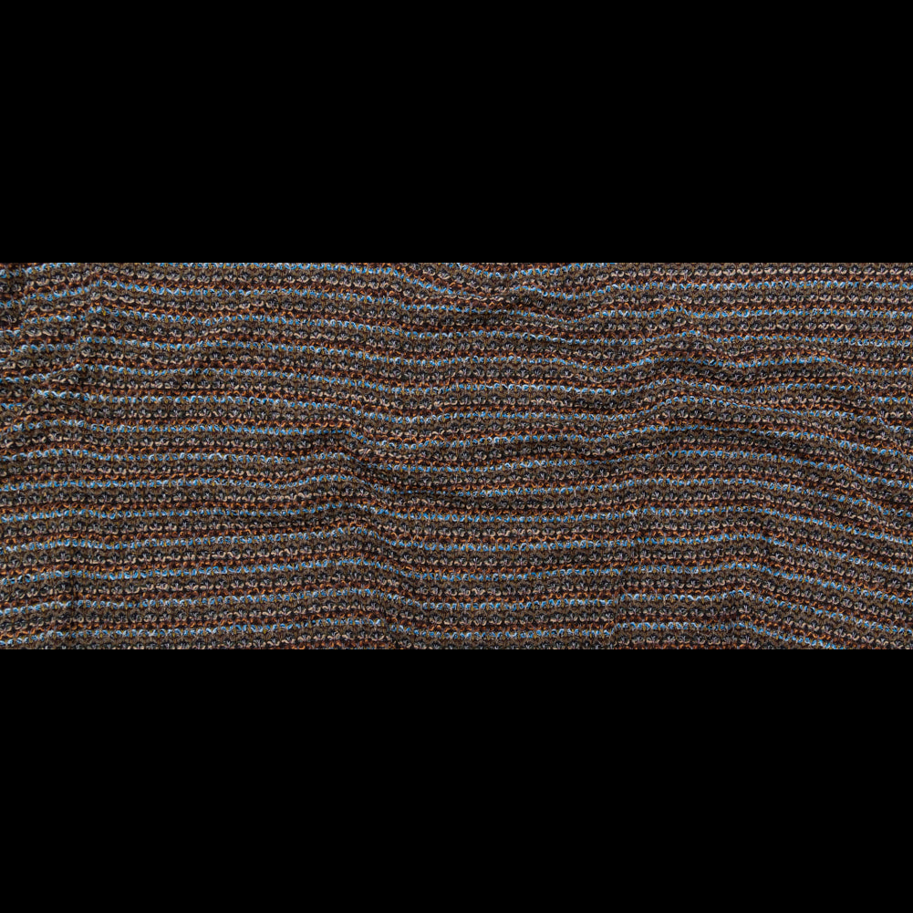Brown, Aqua and Olive Striped Blended Wool Knit Full Brown, Aqua and Olive Striped Blended Wool Knit Full