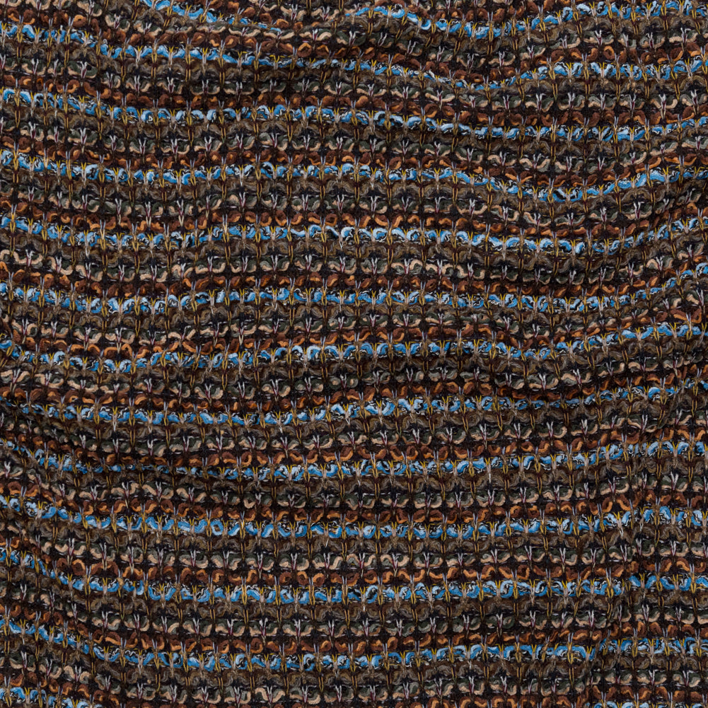 Brown, Aqua and Olive Striped Blended Wool Knit Brown, Aqua and Olive Striped Blended Wool Knit