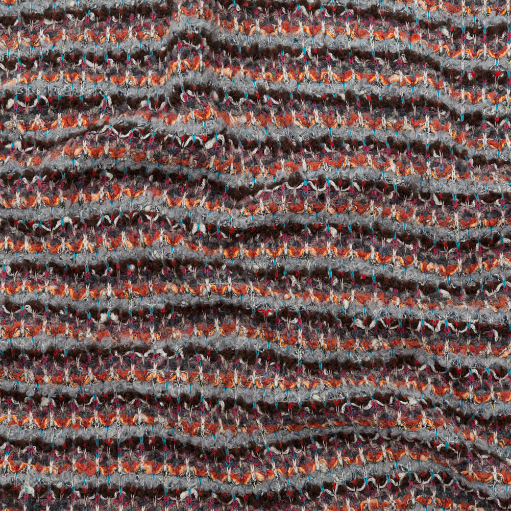 Rustic Orange, Chocolate Lab and Gray Striped Blended Wool Knit Rustic Orange, Chocolate Lab and Gray Striped Blended Wool Knit