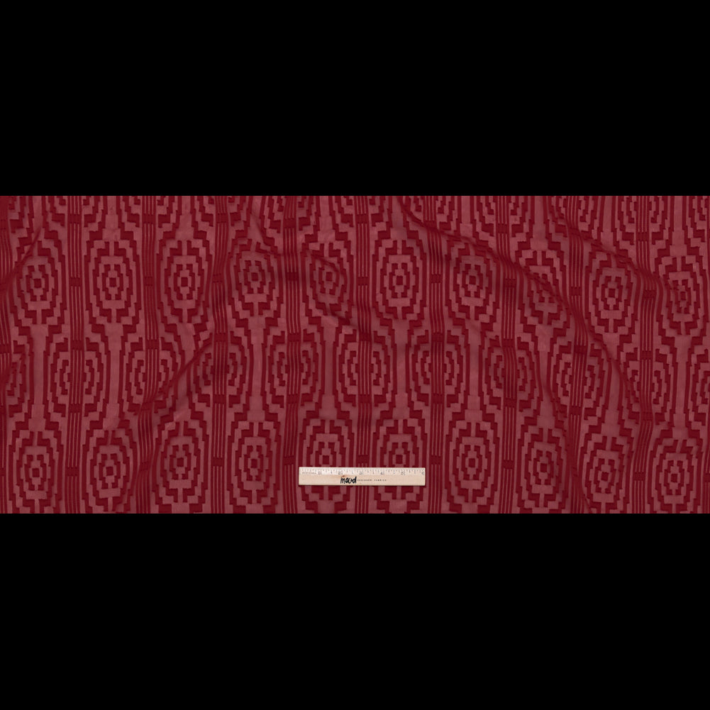 Italian Chili Pepper Geometric Stripes Burnout Polyester Chiffon Full Italian Chili Pepper Geometric Stripes Burnout Polyester Chiffon Full