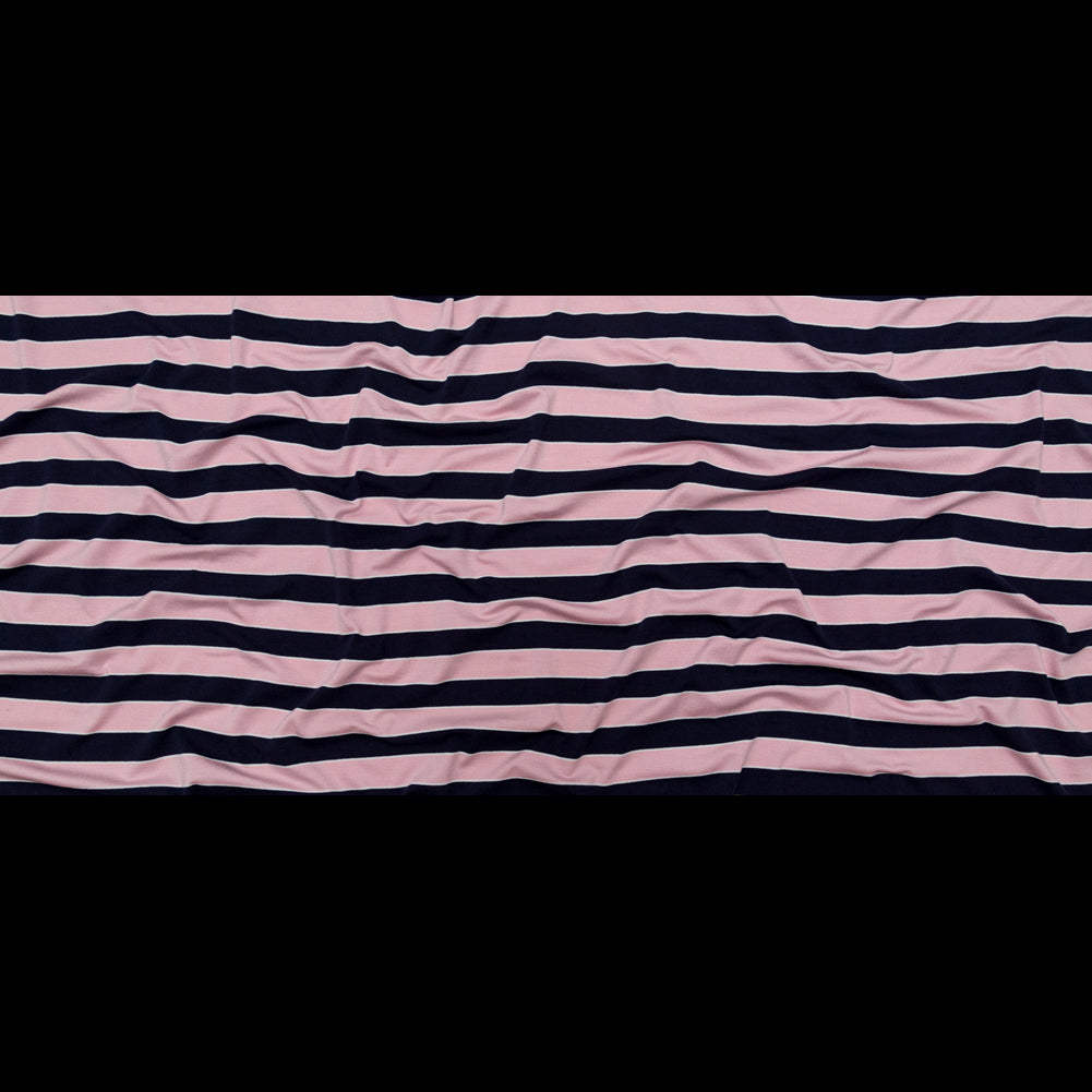 Cameo Pink and Evening Blue Awning Striped Polyester Jersey Full Cameo Pink and Evening Blue Awning Striped Polyester Jersey Full