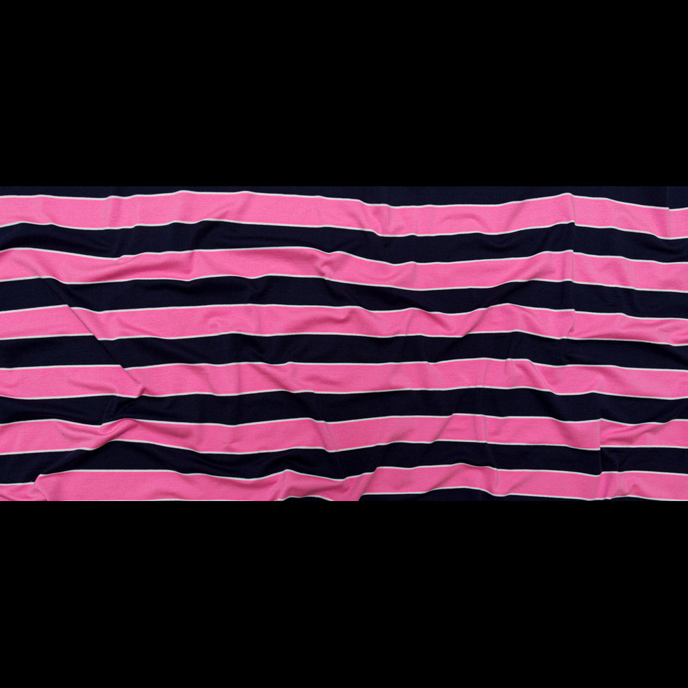 Wild Orchid and Evening Blue Awning Striped Polyester Jersey Full Wild Orchid and Evening Blue Awning Striped Polyester Jersey Full