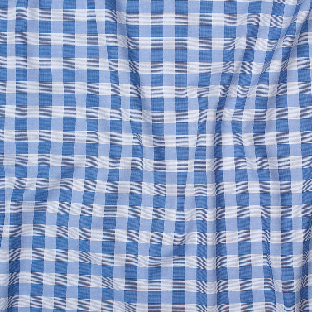 Premium Pale Iris and Royal Blue Plaid Single Ply Cotton Shirting Premium Pale Iris and Royal Blue Plaid Single Ply Cotton Shirting