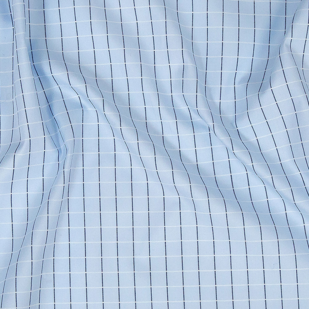 Premium Light Blue Woven Checks Dobby Cotton Shirting Premium Light Blue Woven Checks Dobby Cotton Shirting