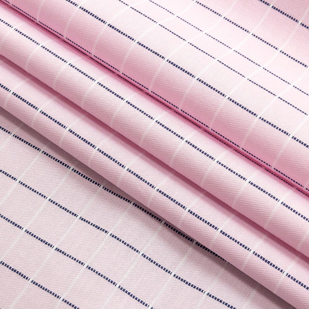 Premium Pink Woven Checks Dobby Cotton Shirting Folded Premium Pink Woven Checks Dobby Cotton Shirting Folded