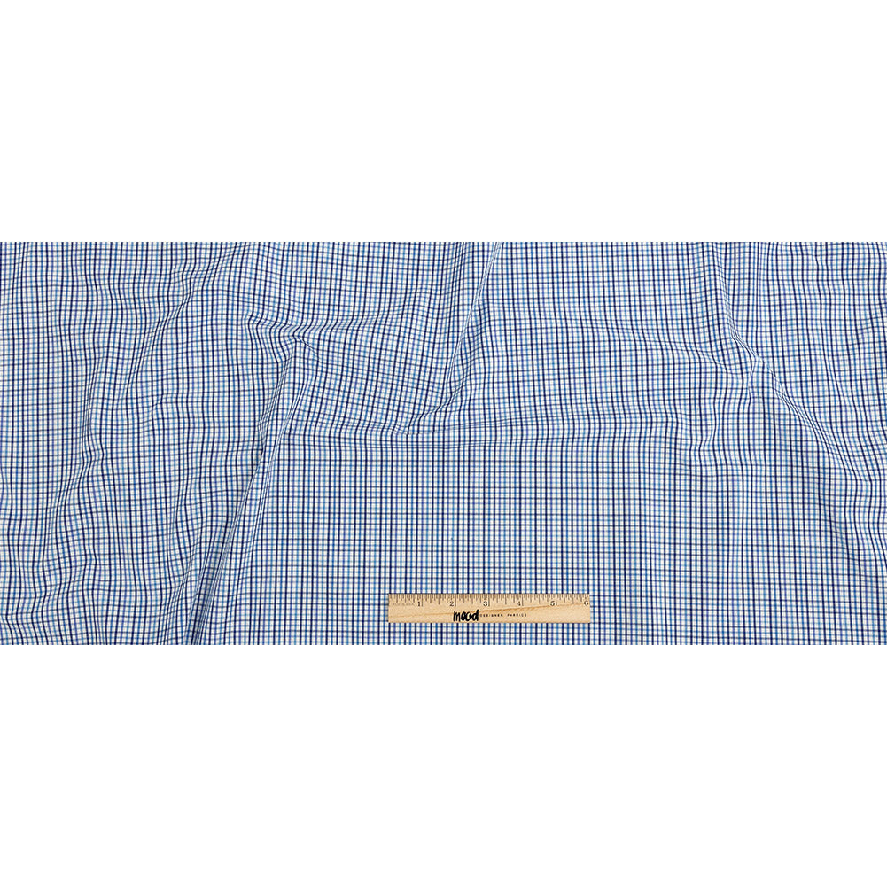 Premium Gradient Blues Minute Plaid Cotton Shirting Full Premium Gradient Blues Minute Plaid Cotton Shirting Full
