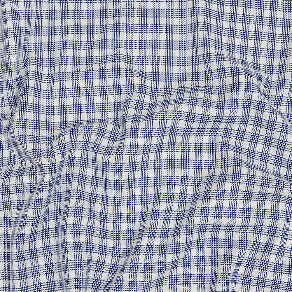 Premium Deep Ultramarine and White Patterned Checks Dobby Cotton Shirting Premium Deep Ultramarine and White Patterned Checks Dobby Cotton Shirting