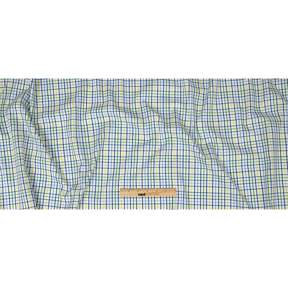 Premium Gradient Green and Olympian Blue Checkered Cotton Shirting Full Premium Gradient Green and Olympian Blue Checkered Cotton Shirting Full