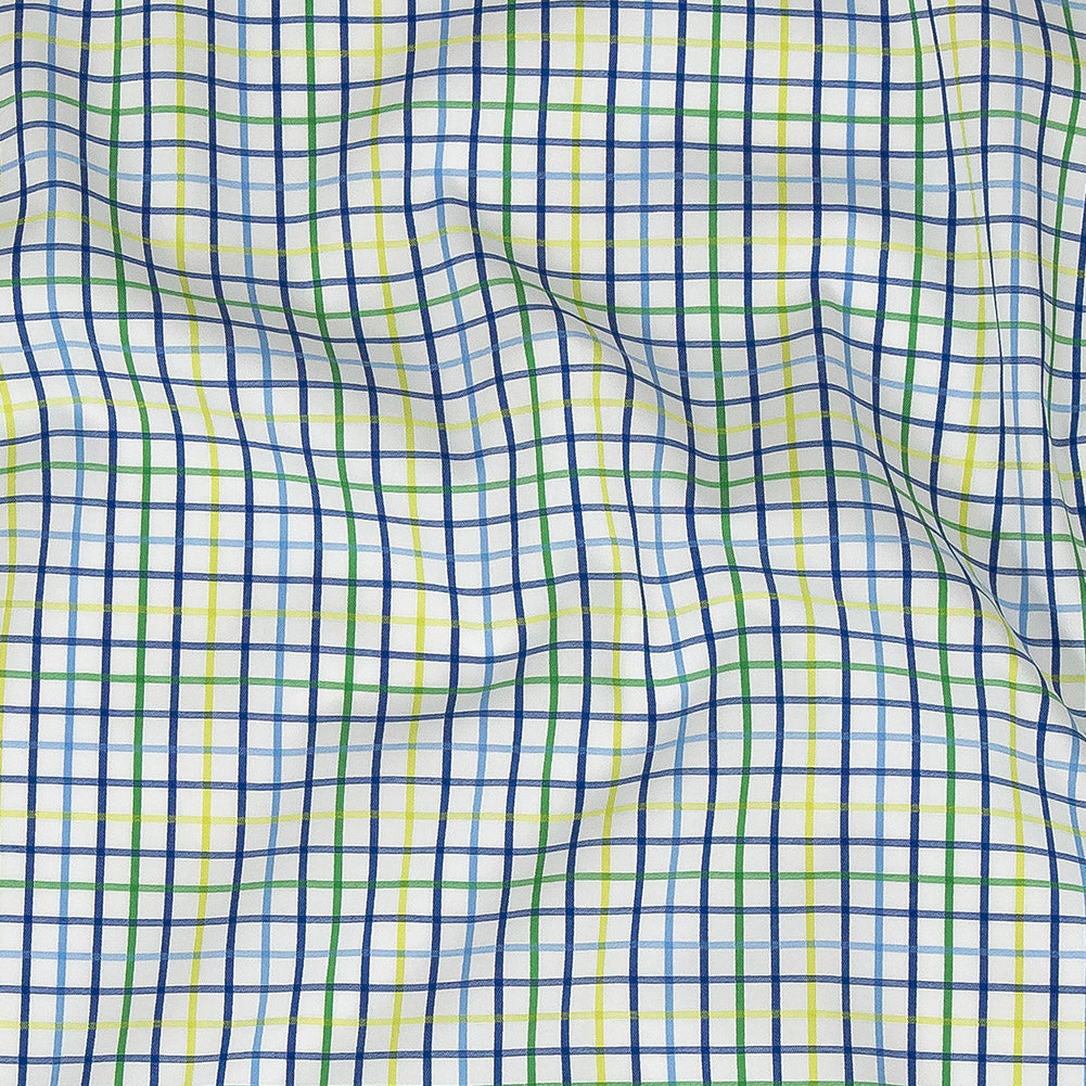 Premium Gradient Green and Olympian Blue Checkered Cotton Shirting Premium Gradient Green and Olympian Blue Checkered Cotton Shirting
