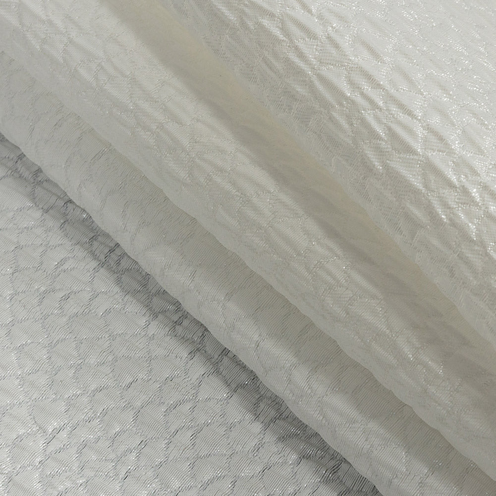 Metallic White Dimensional Scallops Brocade Detail Metallic White Dimensional Scallops Brocade Detail