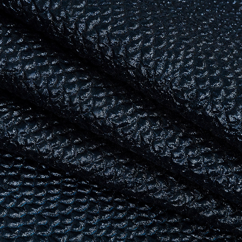 Metallic Navy Dimensional Scallops Brocade Detail Metallic Navy Dimensional Scallops Brocade Detail