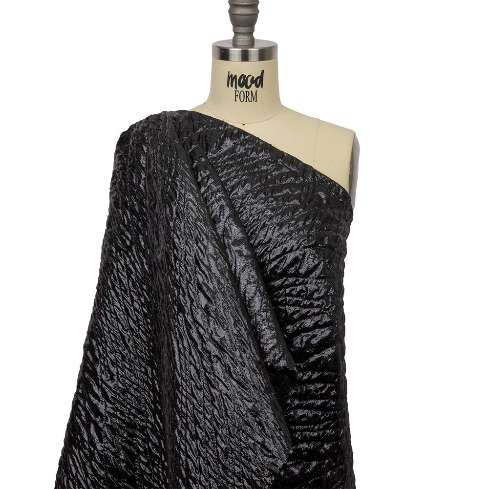 Metallic Black Rippling Luxury Brocade Detail Metallic Black Rippling Luxury Brocade Detail