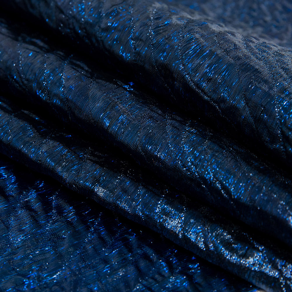 Metallic Royal Blue Rippling Luxury Brocade Detail Metallic Royal Blue Rippling Luxury Brocade Detail